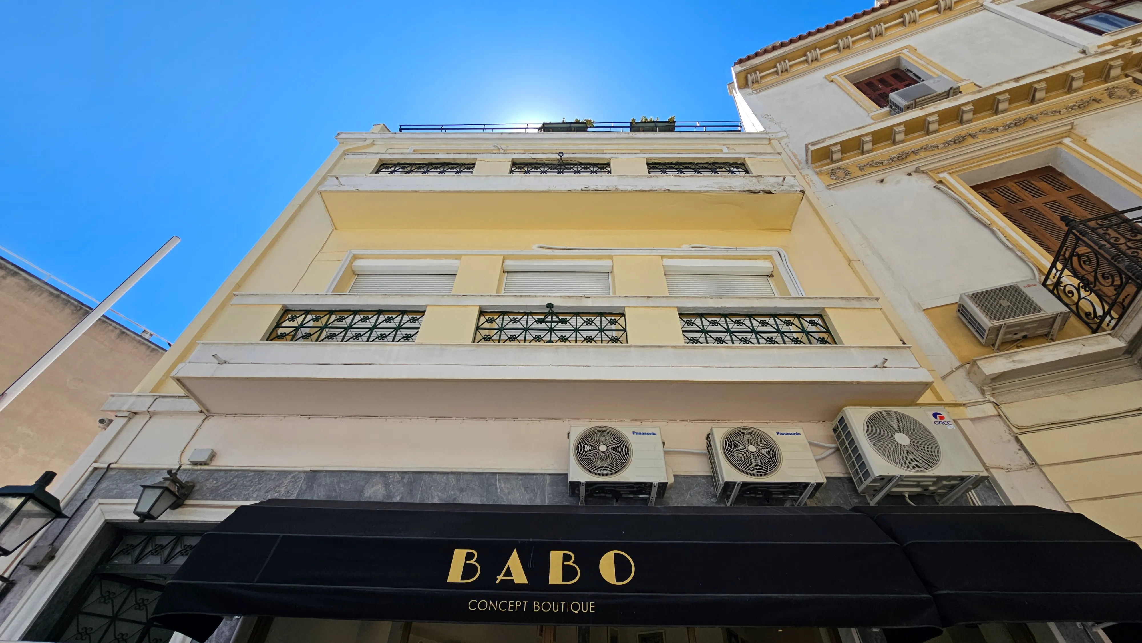 The Plaka House — neoclassical façade on Angelou Vlachou, Athens